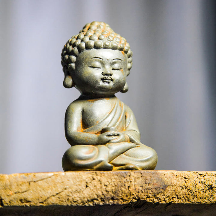 Buddha Stones手作り地蔵観音観音観音菩薩如来鉄粉錆キャスト樹脂像家の装飾