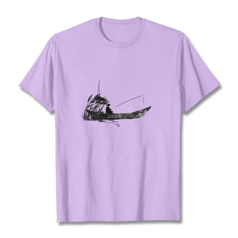 Buddha Stonesボート釣り草柄コットンTシャツ - 梅 - 2XL - image 10