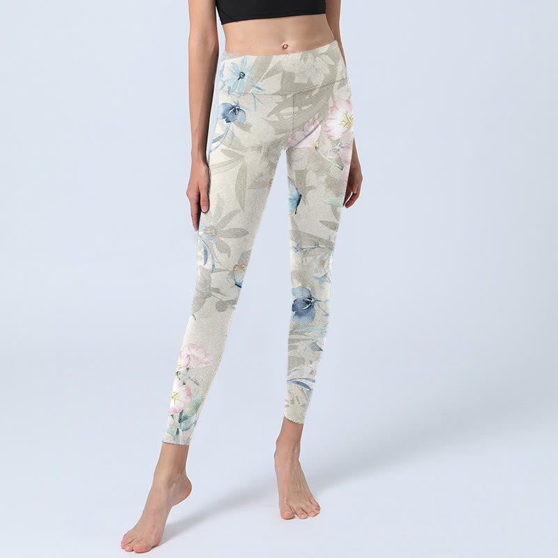 Buddha Stones桜 蝶 プリント ジムレギンス レディース ヨガパンツ - image 6