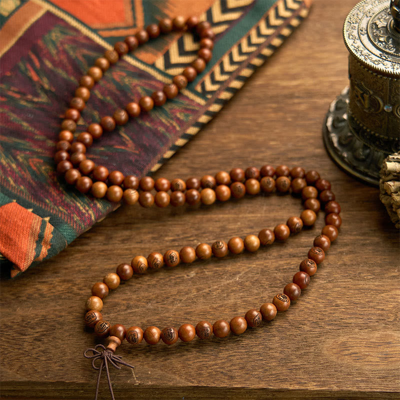 Buddha Stones108 個のMala雷に打たれたナツメの木 黄金の光のマントラの保護ブレスレット