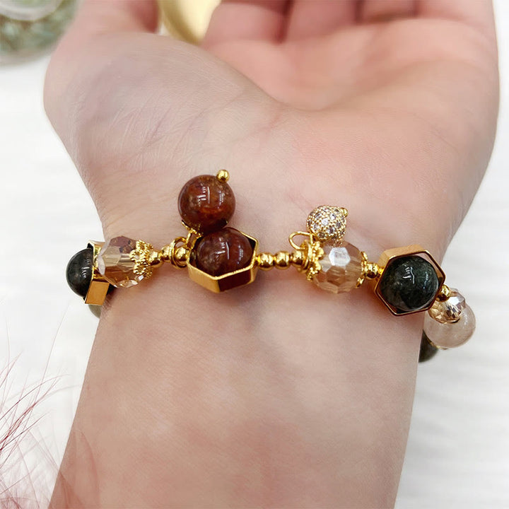 Buddha Stones天然ルチルクォーツ アメジスト 守護ブレスレット