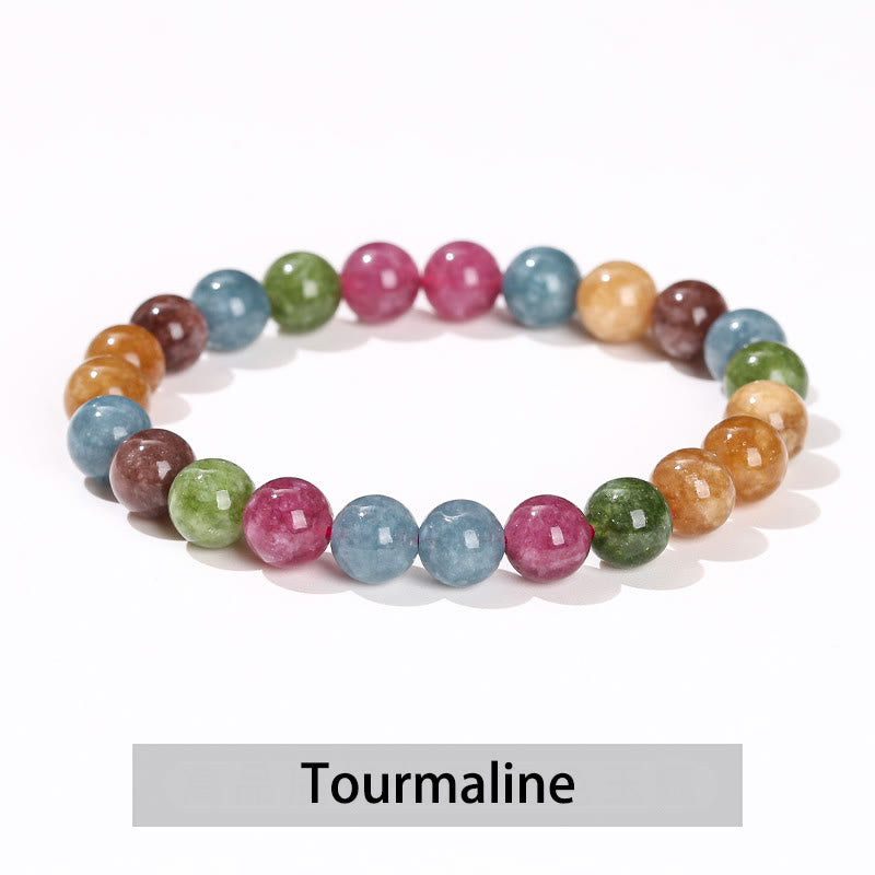 Buddha Stones各種クリスタルストーンアメジストグリーンアベンチュリンローズクォーツヒーリングブレスレット - トルマリン - 10mm(手首周り14~16cm) - image 16