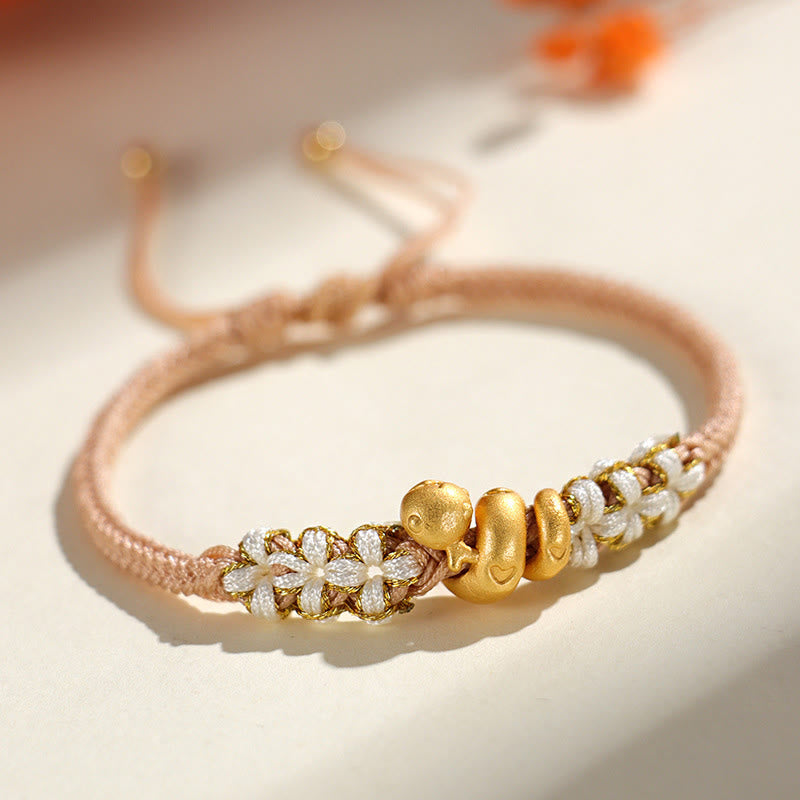 Buddha Stonesハンドメイド 999 スターリングシルバー 蛇年赤紐ハート 桃の花幸運ブレスレット - ビスクストリング 999スターリングシルバー(手首周り:15~18cm) - image 16