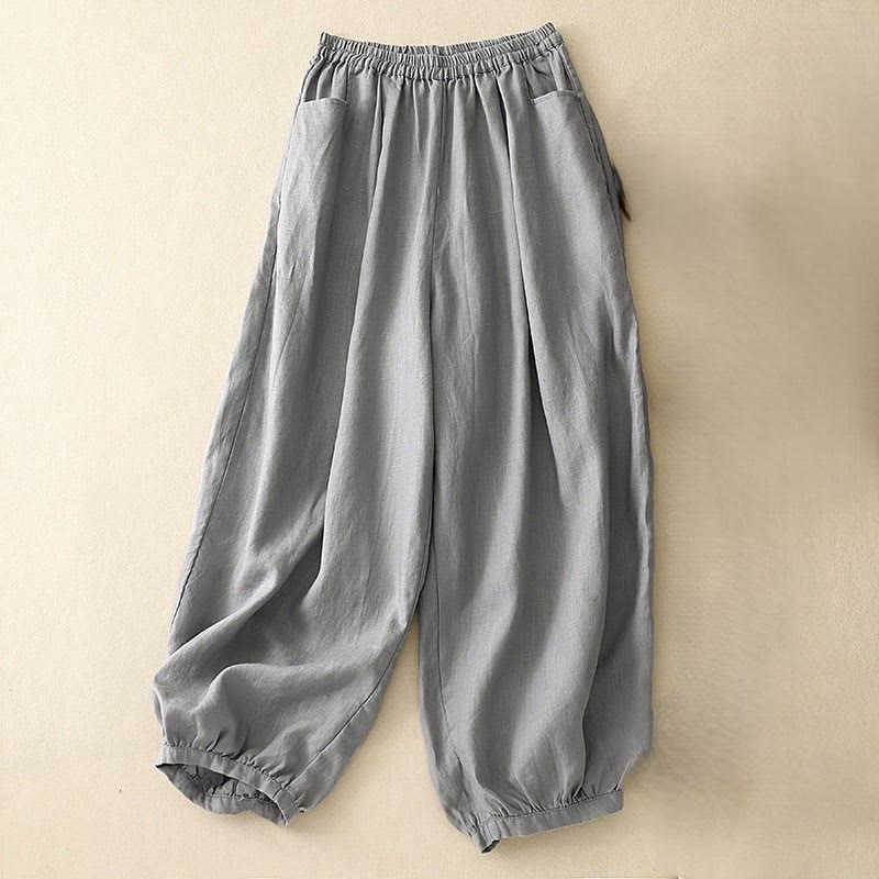 Buddha Stonesカジュアル 無地 リネン レディース パンツ ポケット付き - スレートグレー - US8-10,UK/AU12-14,EU40-42 (2XL) - image 18