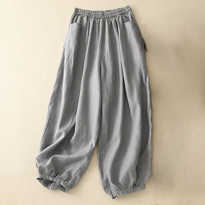 Buddha Stonesカジュアル 無地 リネン レディース パンツ ポケット付き - スレートグレー - US8-10,UK/AU12-14,EU40-42 (2XL) - image 18