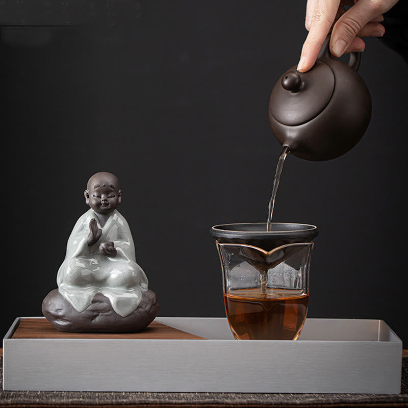 Buddha Stones小さな禅僧帽子ストレーナー 陶器製 ティーアクセサリー 置物 室内装飾