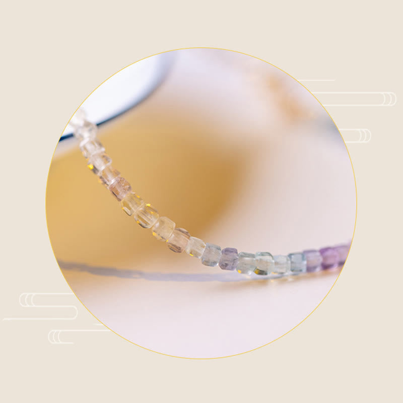 Buddha Stones2.5mm フローライト 極薄ビーズ 14Kゴールドメッキ 銅製 ハートパワーブレスレット