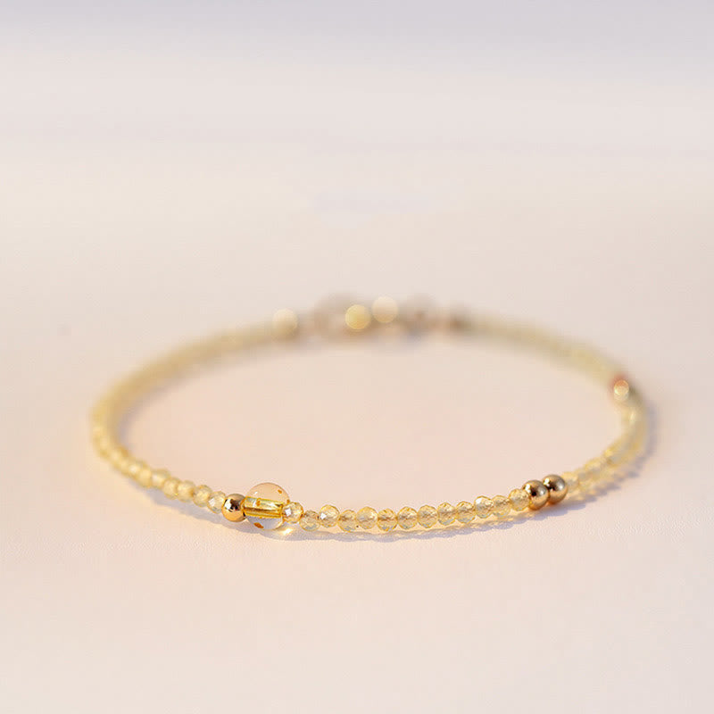 Buddha Stones 2mm 極薄シトリン 14K ゴールドメッキ銅ビーズ 保護ブレスレット