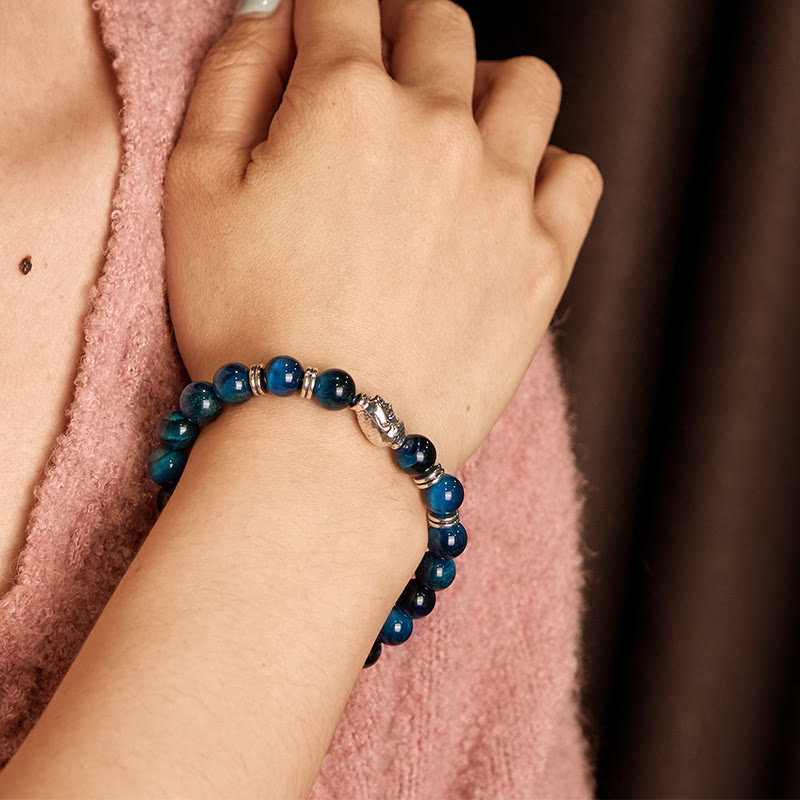 Buddha Stonesブルーグリーンレッドタイガーアイ 仏陀頭 バランスブレスレット