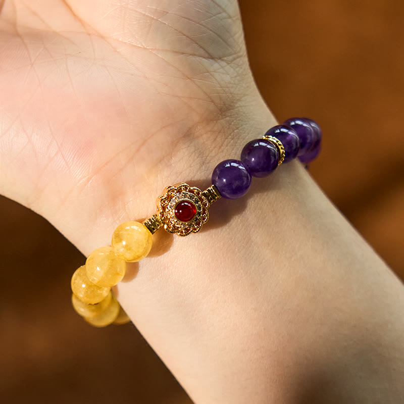 Buddha Stonesシトリン アメジスト プレジャーブレスレット