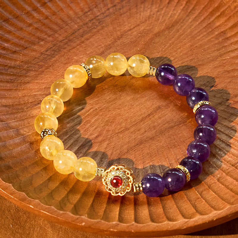 Buddha Stonesシトリン アメジスト プレジャーブレスレット