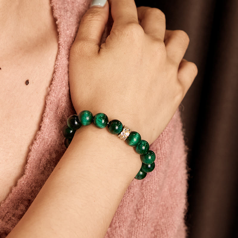 Buddha Stonesグリーンタイガーアイ ポジティブブレスレット