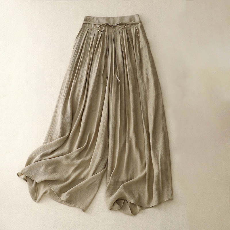 Buddha Stonesカジュアル 無地 レースアップ レディース ワイドレッグパンツ