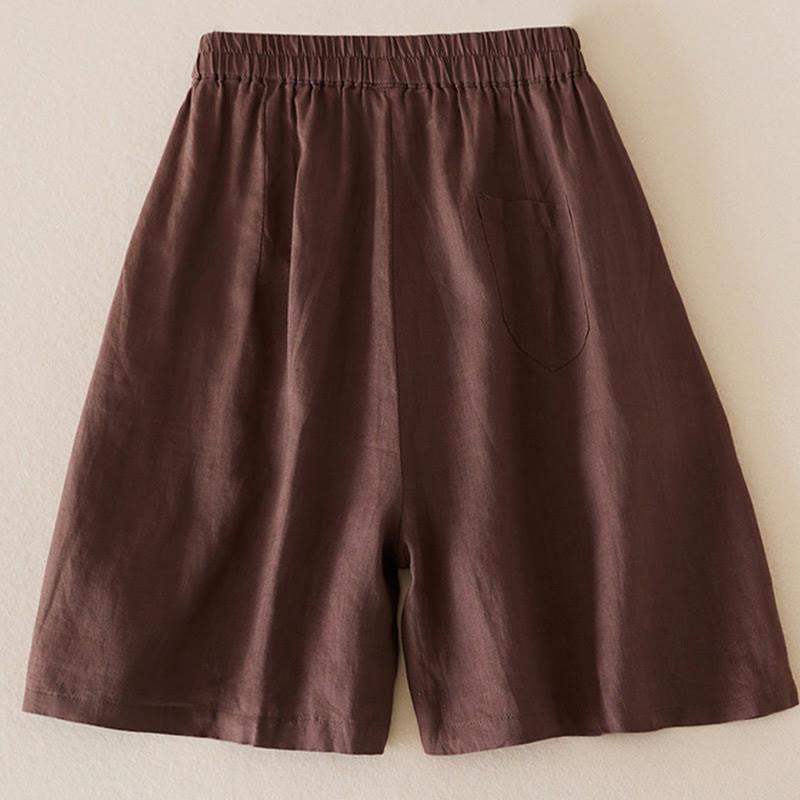 Buddha Stonesカジュアル 無地 コットンリネン レディース ショートパンツ ポケット付き - image 15