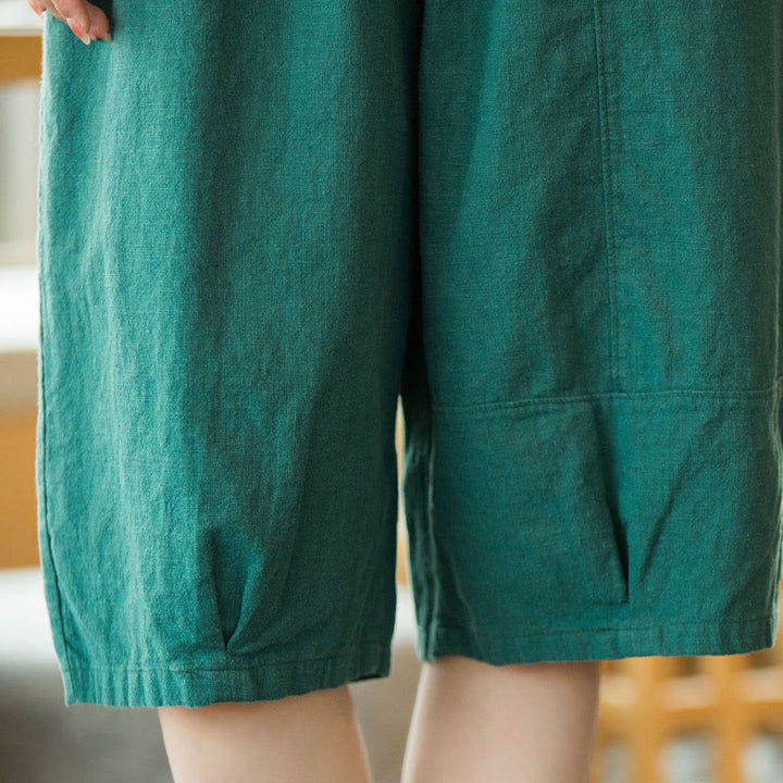 Buddha Stonesカジュアル 無地 コットン ラミー レディース ショートパンツ ポケット付き