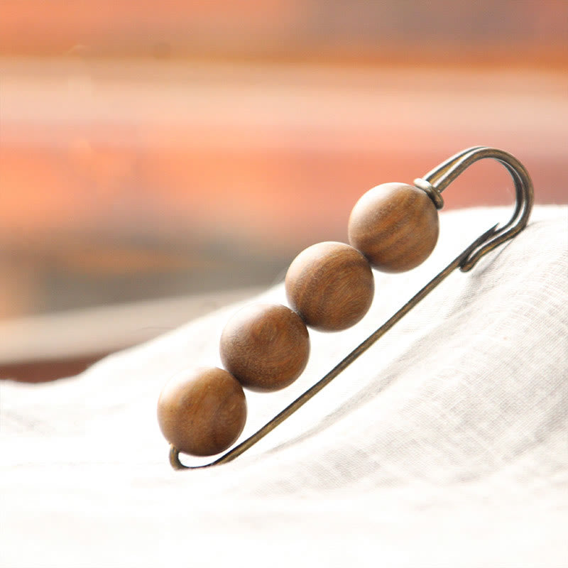 Buddha Stonesヴィンテージ 白檀 アガティス アルバ 黒檀 ペルトギネ ビーズ ヒーリング ブローチ