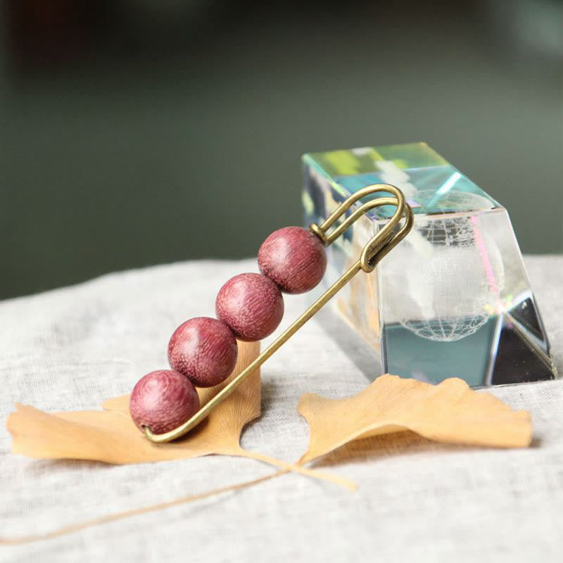 Buddha Stonesヴィンテージ 白檀 アガティス アルバ 黒檀 ペルトギネ ビーズ ヒーリング ブローチ