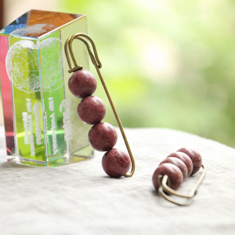 Buddha Stonesヴィンテージ 白檀 アガティス アルバ 黒檀 ペルトギネ ビーズ ヒーリング ブローチ