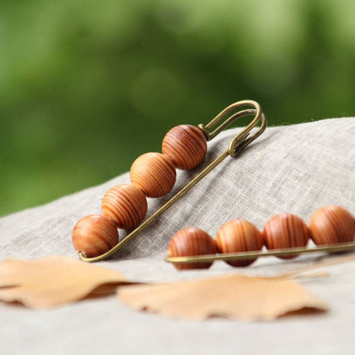 Buddha Stonesヴィンテージ 白檀 アガティス アルバ 黒檀 ペルトギネ ビーズ ヒーリング ブローチ