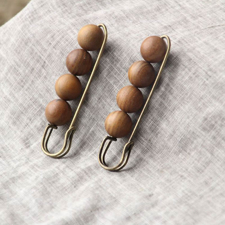 Buddha Stonesヴィンテージ 白檀 アガティス アルバ 黒檀 ペルトギネ ビーズ ヒーリング ブローチ