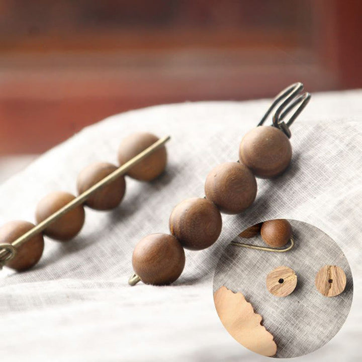 Buddha Stonesヴィンテージ 白檀 アガティス アルバ 黒檀 ペルトギネ ビーズ ヒーリング ブローチ