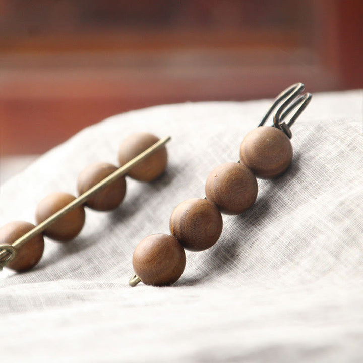 Buddha Stonesヴィンテージ 白檀 アガティス アルバ 黒檀 ペルトギネ ビーズ ヒーリング ブローチ