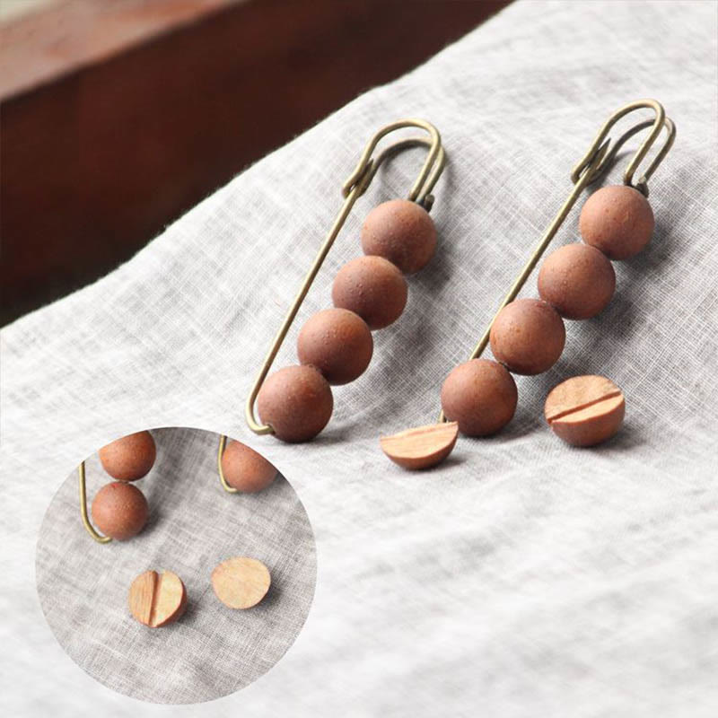 Buddha Stonesヴィンテージ 白檀 アガティス アルバ 黒檀 ペルトギネ ビーズ ヒーリング ブローチ