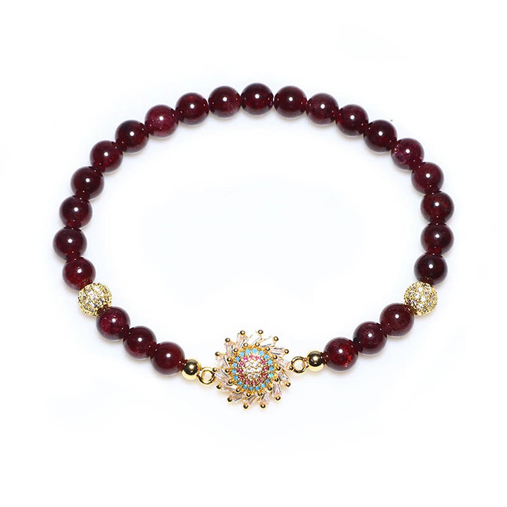天然ガーネット フラワージルコンビーズ ブレスレット 守護 開運 ヒーリング 幸運 | Buddha Stones