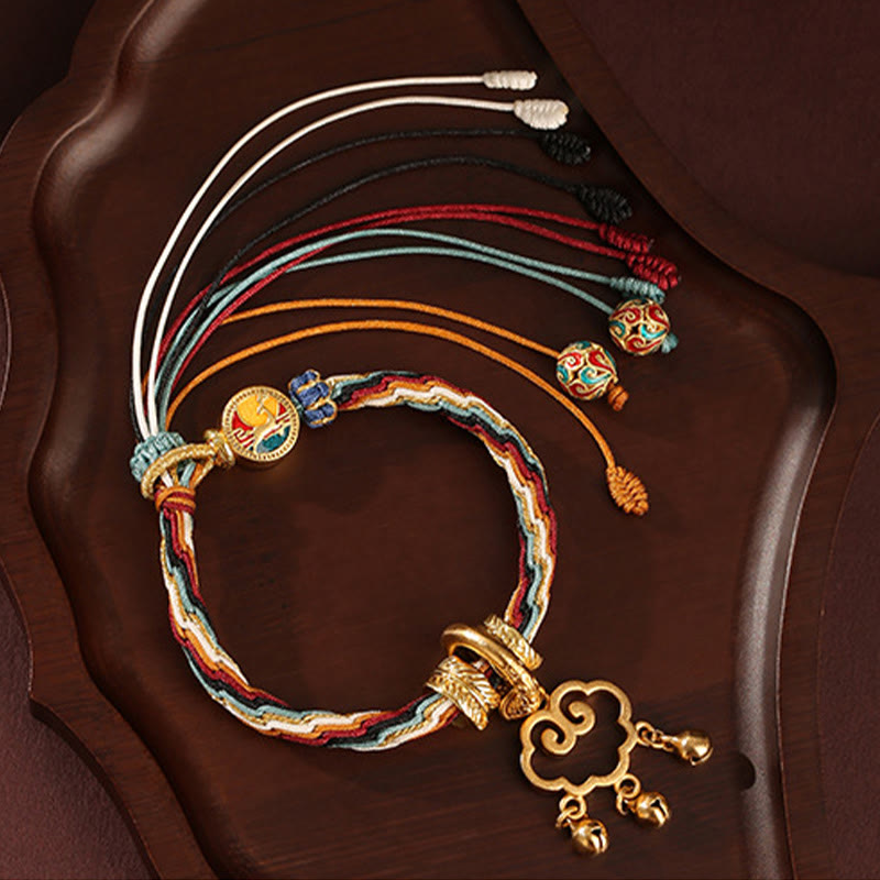 Buddha Stonesハンドメイドの敦煌カラー鹿吉兆雲平和ロックベルヒーリング輪廻ノットブレスレット