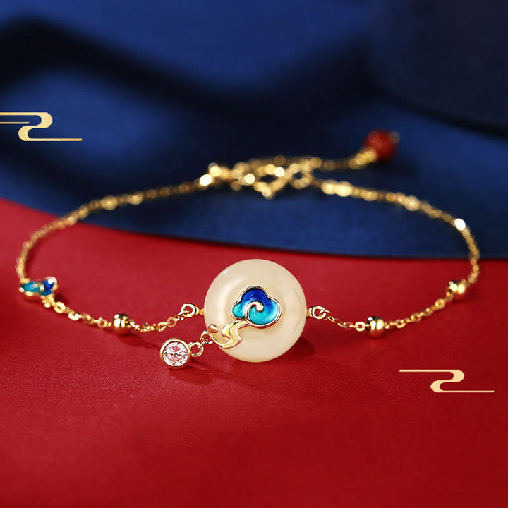 Buddha Stones925 スターリングシルバー 天然和田翡翠 吉兆雲 豊穣のブレスレット