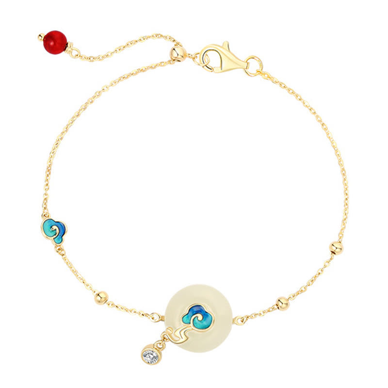 Buddha Stones925 スターリングシルバー 天然和田翡翠 吉兆雲 豊穣のブレスレット