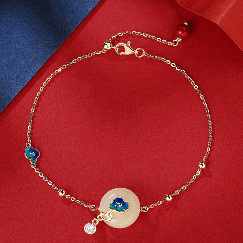 Buddha Stones925 スターリングシルバー 天然和田翡翠 吉兆雲 豊穣のブレスレット