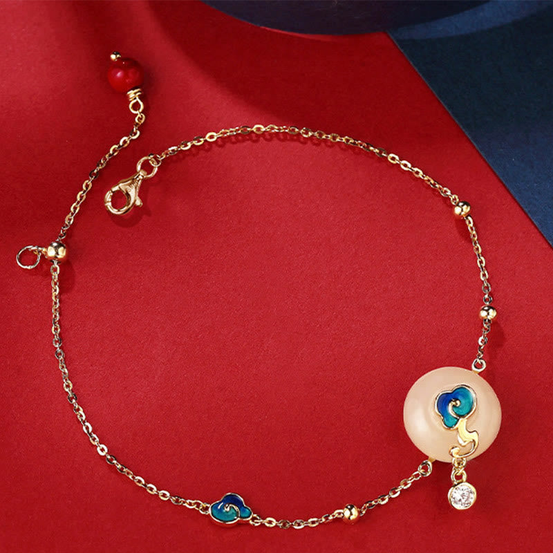 Buddha Stones925 スターリングシルバー 天然和田翡翠 吉兆雲 豊穣のブレスレット