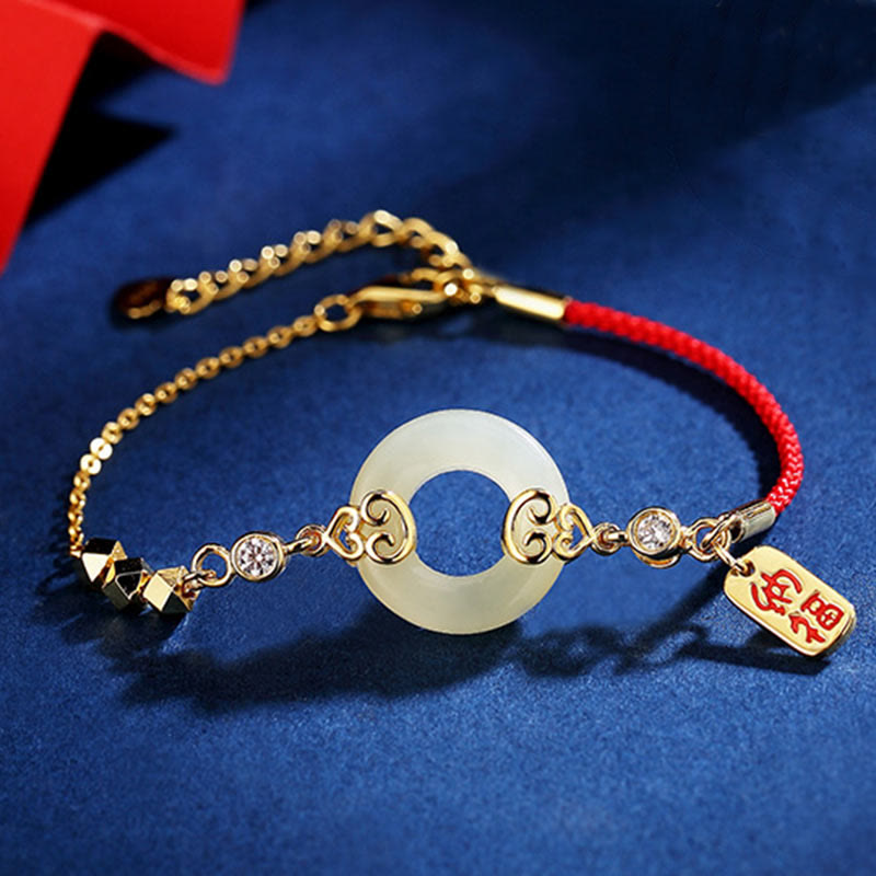 Buddha Stones 925スターリングシルバー 天然和田翡翠ひょうたん 平和バックル ジルコン 幸運のブレスレット ネックレス ペンダント イヤリング