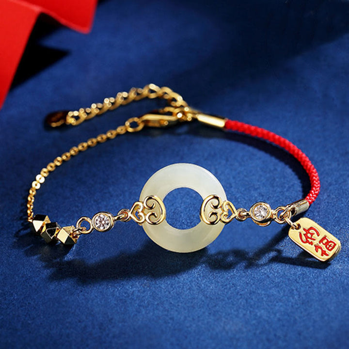 Buddha Stones 925スターリングシルバー 天然和田翡翠ひょうたん 平和バックル ジルコン 幸運のブレスレット ネックレス ペンダント イヤリング