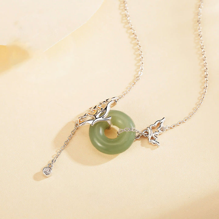 Buddha Stones 925スターリングシルバー 天然和田翡翠平和のお守りチャーム蝶の豊かさのネックレスペンダント - image 1