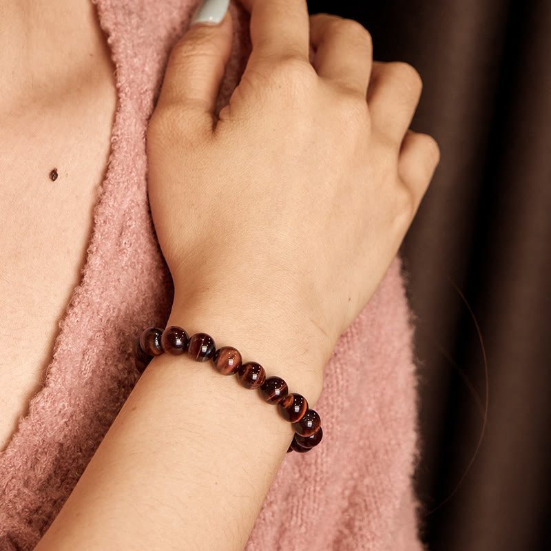 Buddha Stones天然タイガーアイヒーリングビーズブレスレット