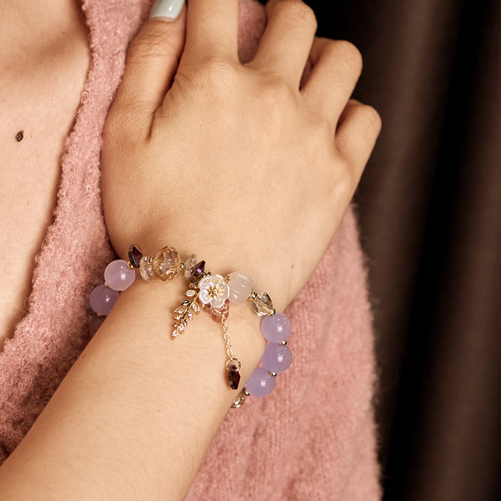 Buddha Stonesブルークリスタル アメジスト サンストーン グリーンアベンチュリン ヒーリングブレスレット