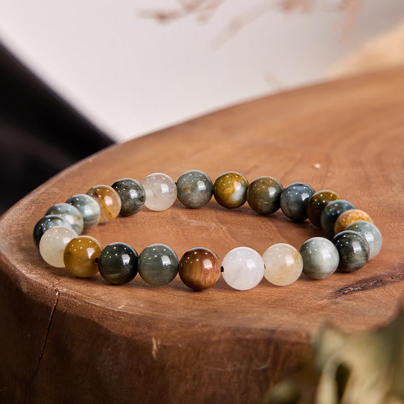 Buddha Stones天然イーグルアイストーン 自信とポジティブさを育むブレスレット