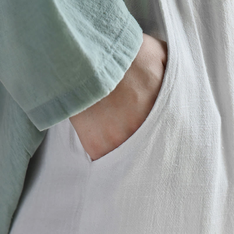 Buddha Stonesカジュアル 無地 ゆったり レディース リネン パンツ ポケット付き