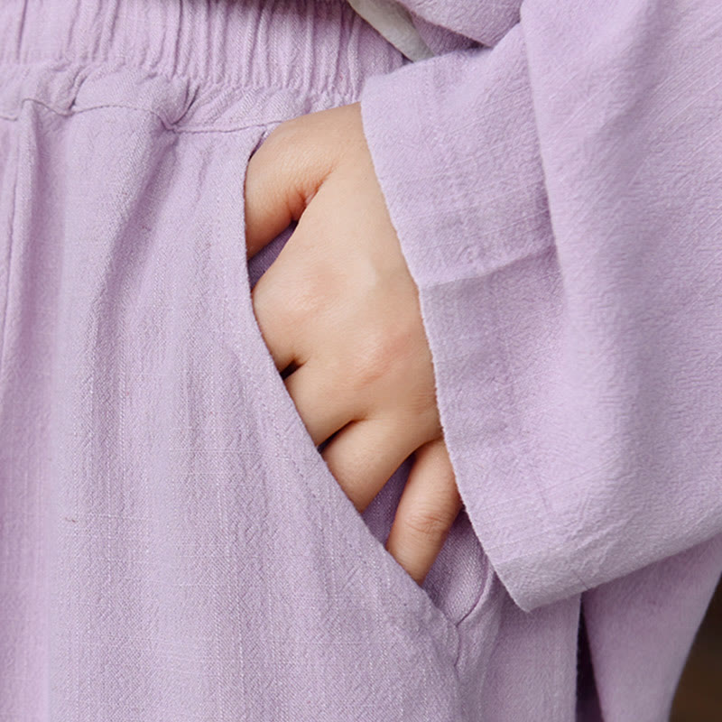 Buddha Stonesカジュアル 無地 ゆったり レディース リネン パンツ ポケット付き