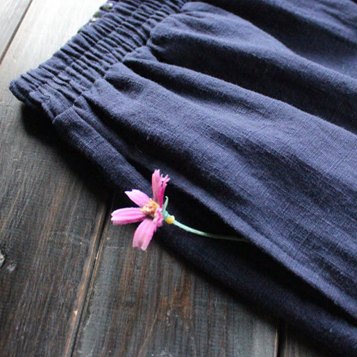 Buddha Stonesカジュアル 無地 ゆったり レディース ラミー ワイドレッグ パンツ ポケット付き