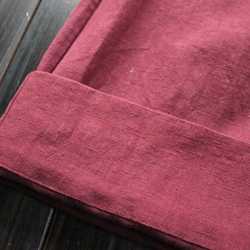 Buddha Stonesカジュアル 無地 ゆったり レディース ラミー ワイドレッグ パンツ ポケット付き