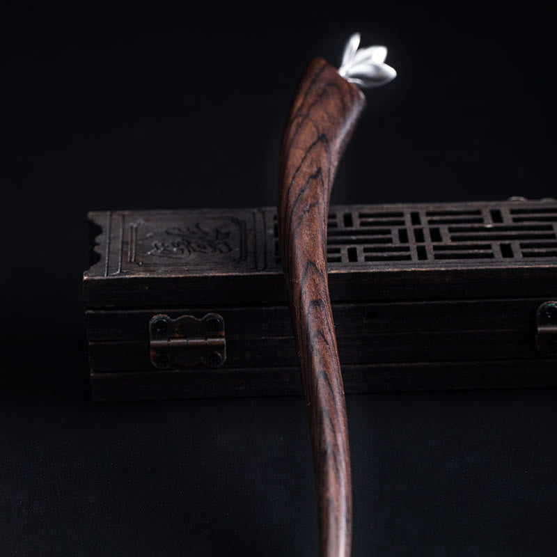 Buddha Stones925 スターリングシルバー クラシックエボニー マグノリアフラワー 祝福ヘアピン - image 4