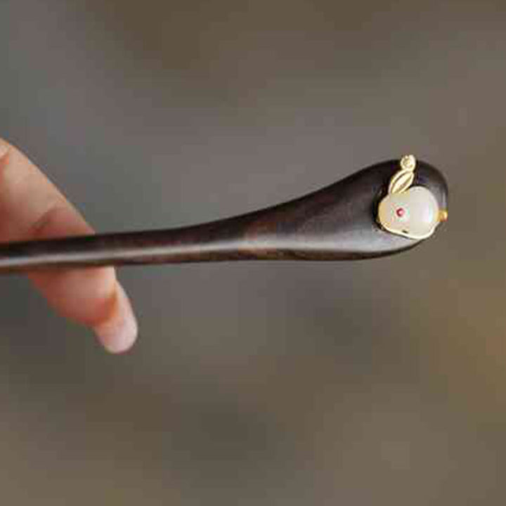 Buddha Stones吉兆雲 白檀 うさぎ 守護簪