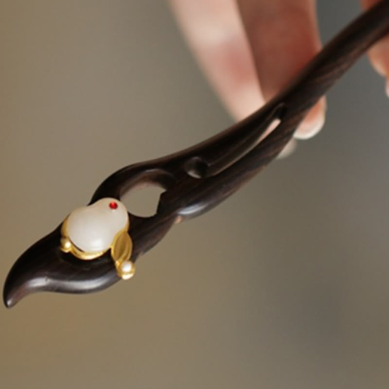 Buddha Stones吉兆雲 白檀 うさぎ 守護簪