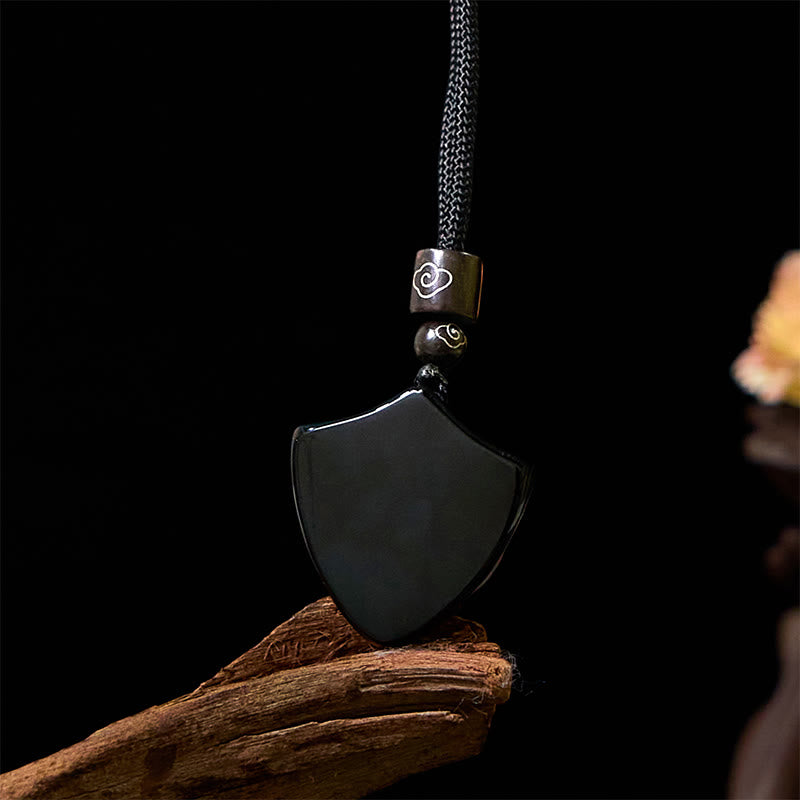 Buddha Stones黒曜石 シールドパターン 陰陽シンボル 強さ ネックレス ペンダント - image 5