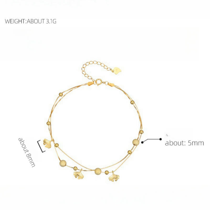 Buddha Stones925スターリングシルバー イチョウ葉 二重保護アンクレット - image 11