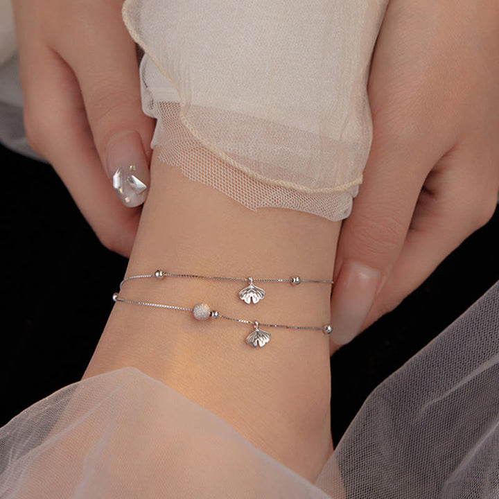 Buddha Stones925スターリングシルバー イチョウ葉 二重保護アンクレット - image 3