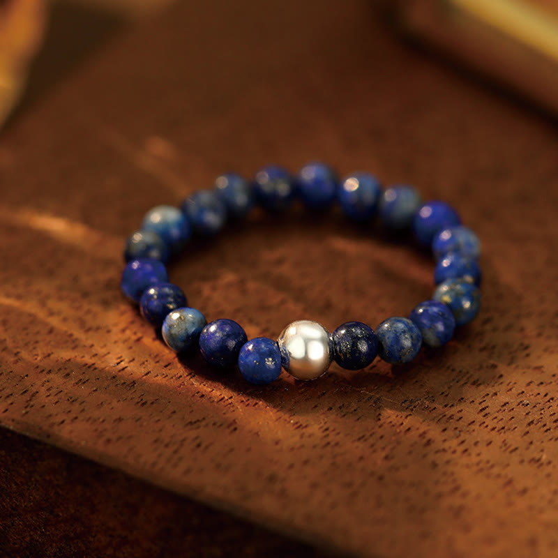 Buddha Stones925 スターリングシルバー クリスタルビーズ ホワイトジェイド ブラックオニキス 祝福 弾性リング